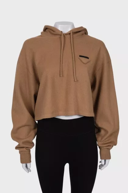Cropped wool hoodie
