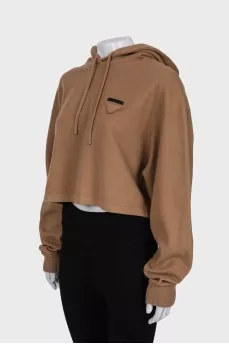 Cropped wool hoodie