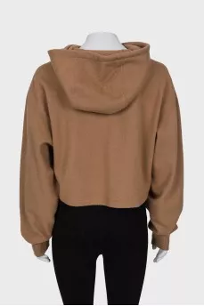 Cropped wool hoodie