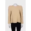 Beige blouse with accent shoulders