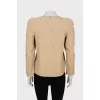Beige blouse with accent shoulders