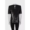 Black T-shirt embroidered with sequins