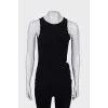 Black T-shirt decorated with rhinestones