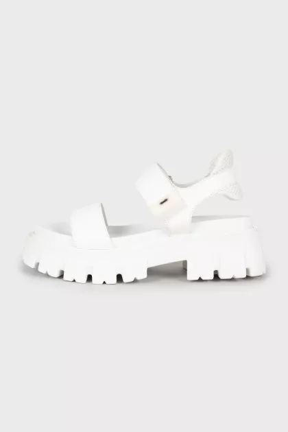 White sandals with chunky soles