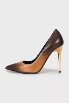Gradient print leather shoes