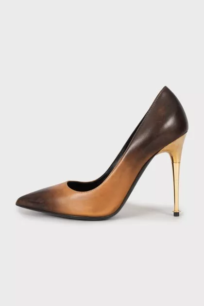 Gradient print leather shoes