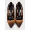 Gradient print leather shoes