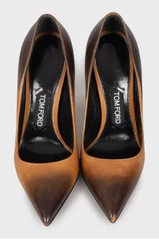 Gradient print leather shoes