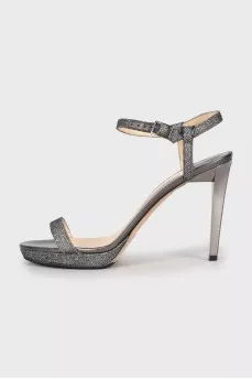 Charcoal glitter sandals