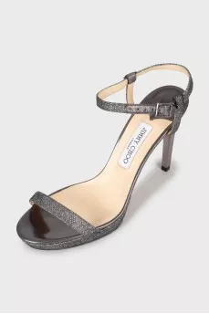 Charcoal glitter sandals