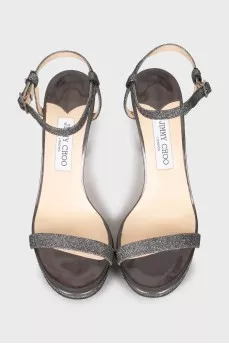 Charcoal glitter sandals