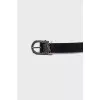 Leather belt with logo buckle