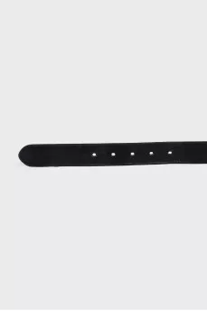 Leather belt with logo buckle