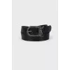 Leather belt with logo buckle