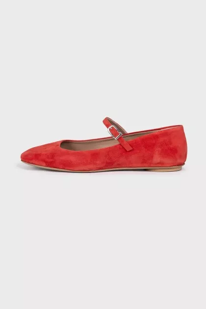 Suede square toe ballet flats