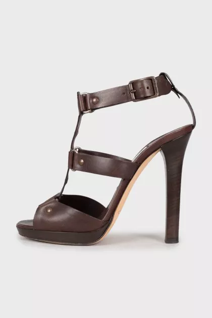 Dark brown leather sandals