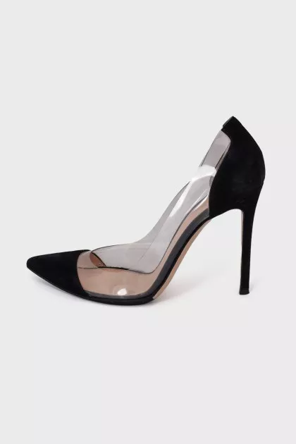 Black shoes with transparent insert