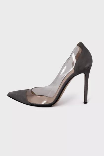 Gray shoes with transparent insert