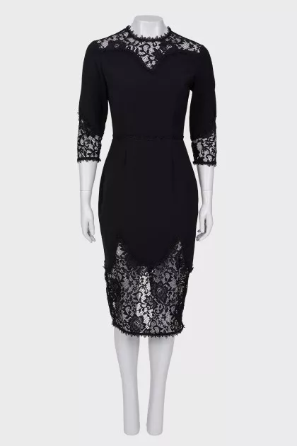 Black midi dress with lace