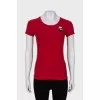 Red T-shirt with branded patch