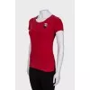 Red T-shirt with branded patch
