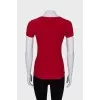 Red T-shirt with branded patch
