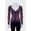 Striped blouse with lurex
