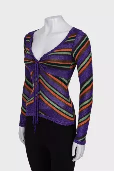 Striped blouse with lurex