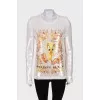 Wool sweatshirt decorated with sequins