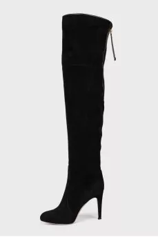 Suede high heel boots