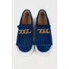 Suede slip-ons with fringes