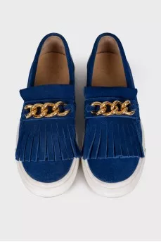 Suede slip-ons with fringes