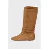 Light brown suede boots 