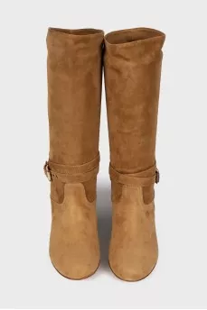 Light brown suede boots 