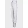 High-waisted blue jeans
