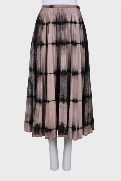Pleated skirt in two tone print
