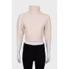 Cropped jumper with double collar 