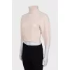 Cropped jumper with double collar 