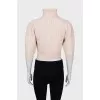 Cropped jumper with double collar 