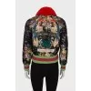 Cropped print jacket with patches