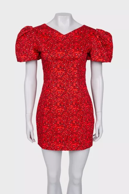 Printed dress with lantern sleeve