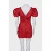 Printed dress with lantern sleeve