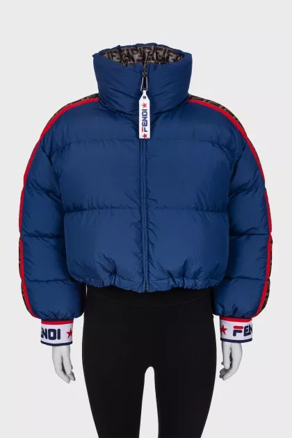 Reversible down jacket with brand logo