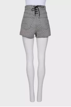 Striped denim shorts