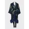 Jacket in print decorated with feathers