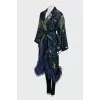Jacket in print decorated with feathers