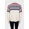 Wool sweater with embroidered print