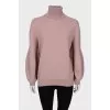 Cashmere jumper with double collar 