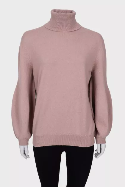 Cashmere jumper with double collar 