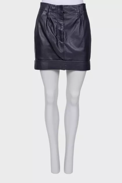Navy blue leather skirt